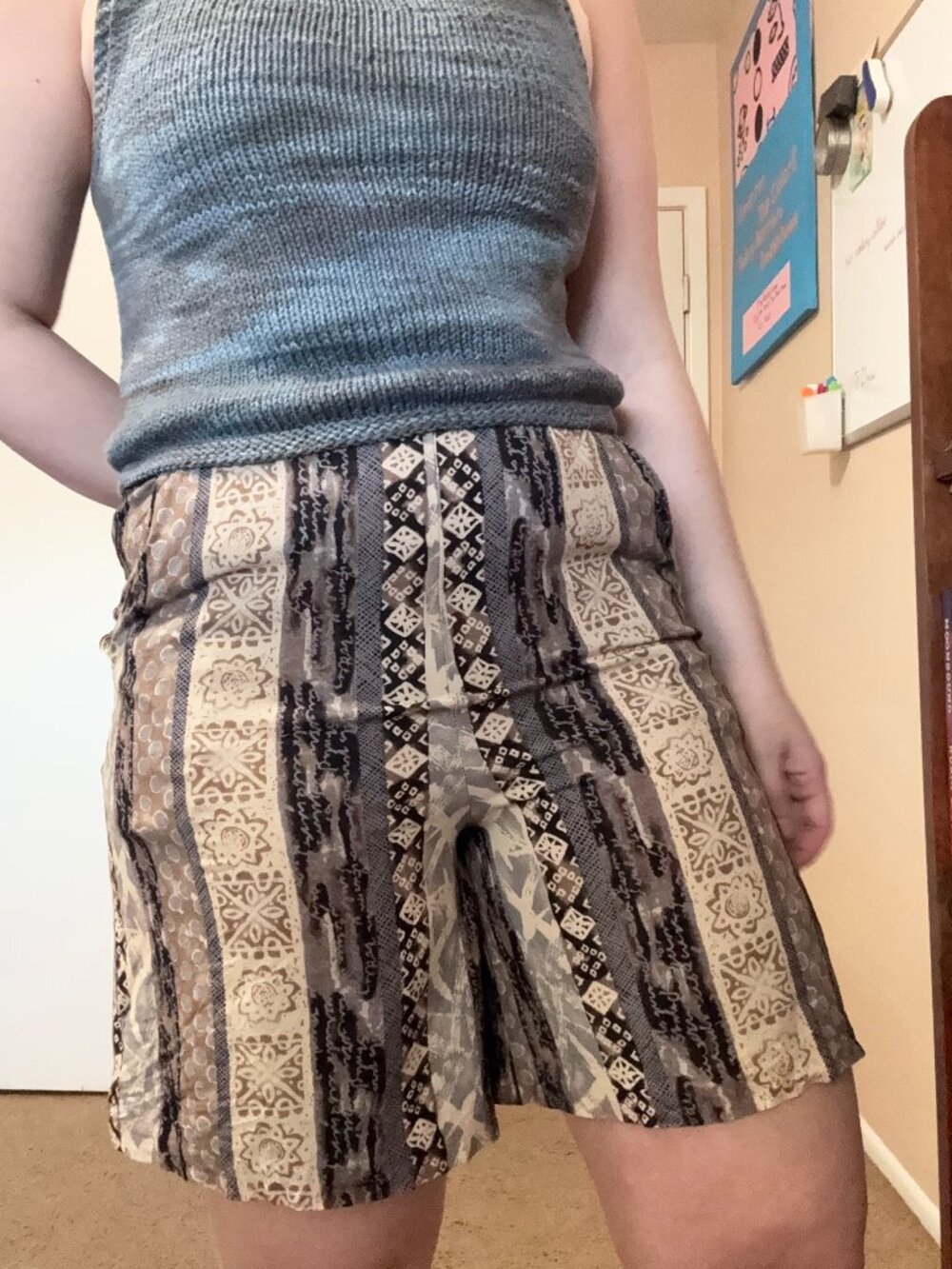 Vtg 90s First Option Rayon Shorts Small Boho Geometric